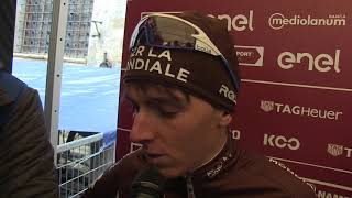 Romain Bardet  interview à larrivée  Strade Bianche 2018 [upl. by Crescin659]