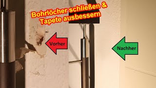 Bohrlöcher verschließen – Bohrlöcher bei Rauhfaser Tapete schließen  Löcher in Wand ausbessern [upl. by Tracee946]