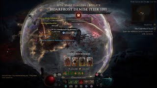 Lidless Wall Bone Spear Speedrun Nightmare Tier 100 Hoarfost Demise  Diablo 4 Season 1 [upl. by Hyacinth617]