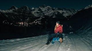 ❄ Night Sledding 🛷 in the Swiss 🇨🇭 Alps [upl. by Ikir635]