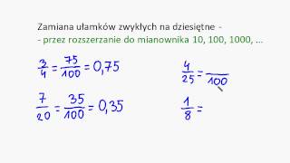 Zamiana ułamków zwykłych na dziesiętne [upl. by Dola]