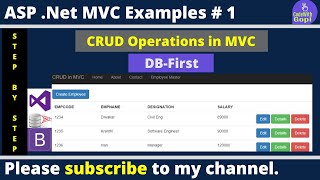 Asp Net MVC Full CRUD Operation Using Entity Framework DB First  CRUD Operations in MVC [upl. by Grussing]