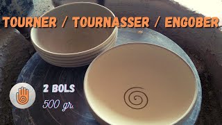 Tourner  tournasser  engober 2 bols de 500 gr  poterie [upl. by Eeroc]