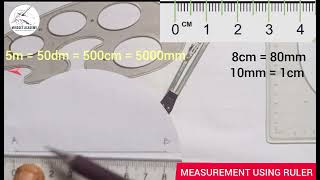 How to measure and convert length in centimeters millimeters decimeter and inch using meter rule [upl. by Junieta]