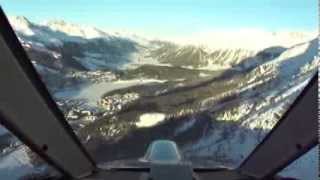 Christmas flight to StMoritz landing runway 03 Samedan airport [upl. by Betteann]