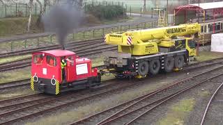 ZWEIWEG CRAILER Transportgerät für einen Mobilkran oder LKW auf der Schiene [upl. by Evander325]