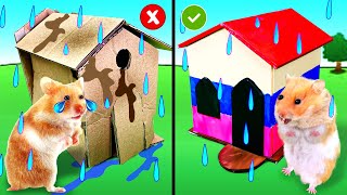 Colorful Hamster DIY House Builder Made Cardboard Rescue Storms In Hamster Stories Part 2 [upl. by Stochmal]