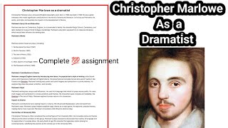 Christopher Marlowe as a Dramatist  contribution of Marlowe to drama devolvement [upl. by Tammany]