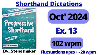 13 October 2024 Progressive magazine 102 wpm English shorthand dictation SSC steno [upl. by Cobb]