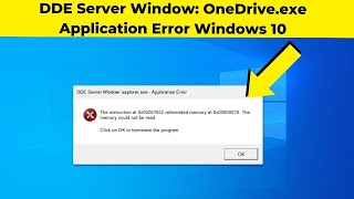 DDE Server Window Onedriveexe Application Error in Windows 10  11  How To Fix it [upl. by Ecneret]