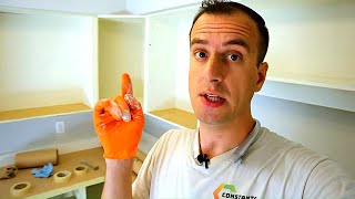 HOW TO refinish MELAMINE cabinets [upl. by Yadahs]