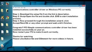 PCI Simple Communications Controller Driver Windows 107881VistaXP 6432 bit Download HD [upl. by Peggy526]