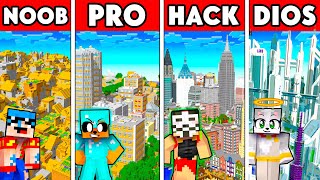 Hago TRAMPAS con HACKS en una BATALLA de CONSTRUCCIÓN de MINECRAFT 😂 NOOB vs PRO vs HACKER vs DIOS [upl. by Berni]