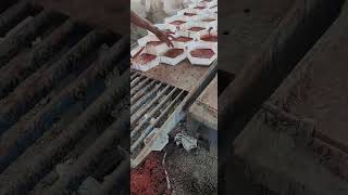 interlocking tiles hexagon red colour stone look making proses [upl. by Sahcnip670]