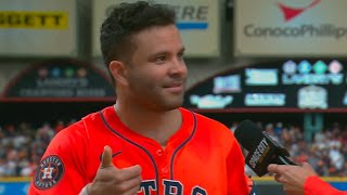 Jose Altuve Postgame Interview after Hitting Walk Off Double vs Royals [upl. by Karilla]