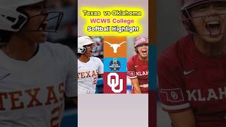 Texas vs Oklahoma WCWS College Softball Highlight shorts softball sports [upl. by Anaimad767]