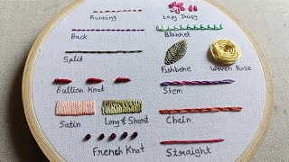 Hand Embroidery for Beginners  14 basic embroidery stitches by Lets Explore [upl. by Varion62]