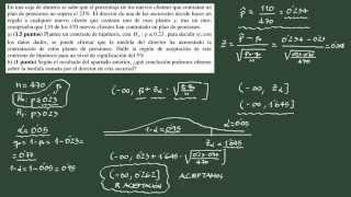 9 Ejercicio 4 contraste de hipótesis proporción unilateral [upl. by Arymat]