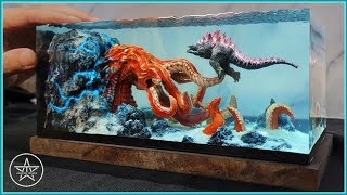 The GODZILLA vs Cthulhu Octopus Diorama of Realistic Gods of War Clay Art Resin Art [upl. by Ann-Marie]