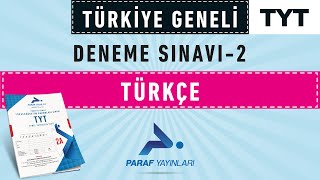 PARAF YAYINLARI TÜRKİYE GENELİ DENEME SINAVI 2  TYT TÜRKÇE [upl. by Armat]