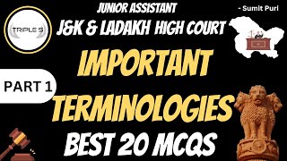 Important Terminologies Used in Court  Best 20 MCQs  Junior Assistant High Court by Sumit Puri [upl. by Pirnot]