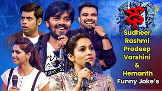 Sudheer Rashmi Pradeep Varshini amp Hemanth  Funny Jokes  Dhee 10  ETV Telugu [upl. by Lovett]