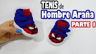 Tenis de HOMBRE ARAÑA Tejidos a Crochet  parte 12 [upl. by Alon247]