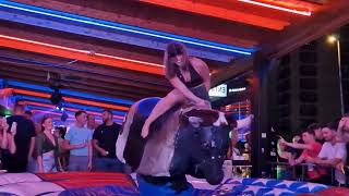 Bull 🐂 riding tonight  Beautiful girls 🙃 Benidorm Spain bull 🐂 riding [upl. by Airegin334]