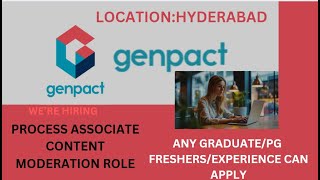 Genpact Recruitment  Process Associate Content Moderation Role GraduatePG FreshersExp can Apply [upl. by Aleik130]