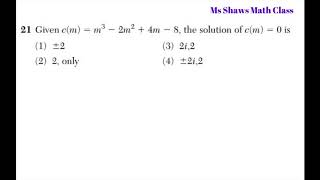 Regents Algebra II August 2018 21 [upl. by Ott]