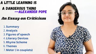 A little learning is a dangerous thing by Alexander Pope An Essay on Criticism summary amp analysis [upl. by Oniratac]