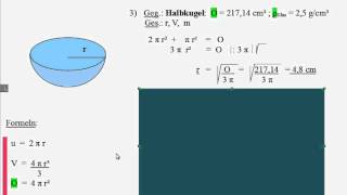 Kugelberechnungen 7 Aufgaben mit Lösungen [upl. by Samy3]