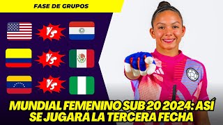 MUNDIAL FEMENINO SUB 20 2024 ASÍ SE JUGARÁ LA TERCERA FECHA  SE DEFINEN LAS ÚLTIMAS CLASIFICADAS [upl. by Pedrick421]