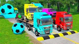 TRANSPORTING PIXAR CARS amp FRUITS WITH COLORED amp JOHN DEERE vs CLAAS vs TRACTORS  BeamNGdrive 962 [upl. by Gwynne]