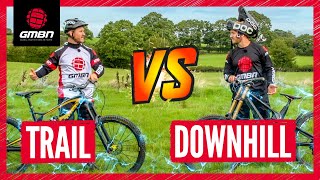 Trail Bike Vs Downhill Mountain Bike Challenges [upl. by Yr835]