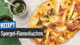 SpargelFlammkuchenRezept  Flammkuchen mit Spargel und Schinken selber machen [upl. by Socin]