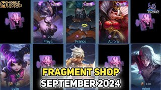 UPDATE FRAGMENT SHOP SEPTEMBER 2024  MOBILE LEGENDS [upl. by Keever]