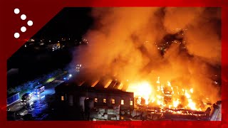 Incendio in unazienda di Altavilla Vicentina le immagini dal drone [upl. by Tnafni775]