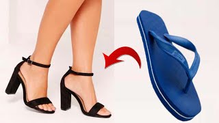 How To Make High Heel Sandal From Old Sleeper ll पुराने चप्पल का ऐसा उपयोग आपने नहीं देखा होगा [upl. by Ehtnax]