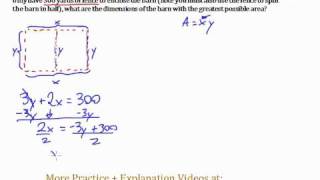 Maximum Area Word Problem  Solved by Completing the Square [upl. by Kendricks807]