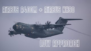 Airbus A400M  Airbus NH90 Low Approach Nordhorn Range [upl. by Aisined147]