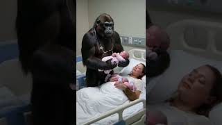 The gorilla is happy and the woman is happy new born baby 🍼 [upl. by Aihsenrad]