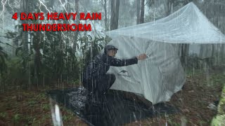 Super Long Heavy Rain with Thunderstorm‼️ 4 Days Camping in Heavy Rain with Thunderstorms‼️ ASMR [upl. by Vinni]