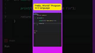 Hello World program in C language Your First C Program C coding halloworld fprogramming code [upl. by Lilias]