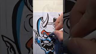 HANNYA MASK shorts hannya mask tattoo sketch drawing horror artist wordattack88 art [upl. by Hendrika]