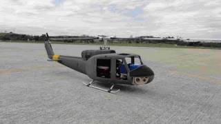 BELL UH1B TRex 600 Size Scale FLYBARLESS First Flight [upl. by Hurff]