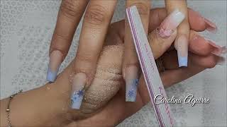 Uñas Acrílicas azul con técnica de REVERSA y ENCAPSULADO [upl. by Nodyl]