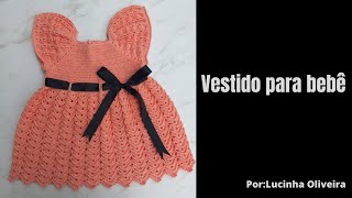 Vestido de Crochê para bebê  FioaFioCrochê [upl. by Ynnatirb17]