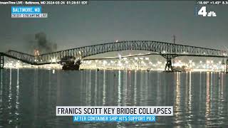 Moment Baltimore bridge collapses after container ship hits support pier  NBC4 Washington [upl. by Vrablik]