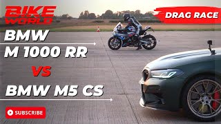 Bike World Vs Carwow Drag Race  BMW M1000 RR Vs M5 CS [upl. by Leeban175]